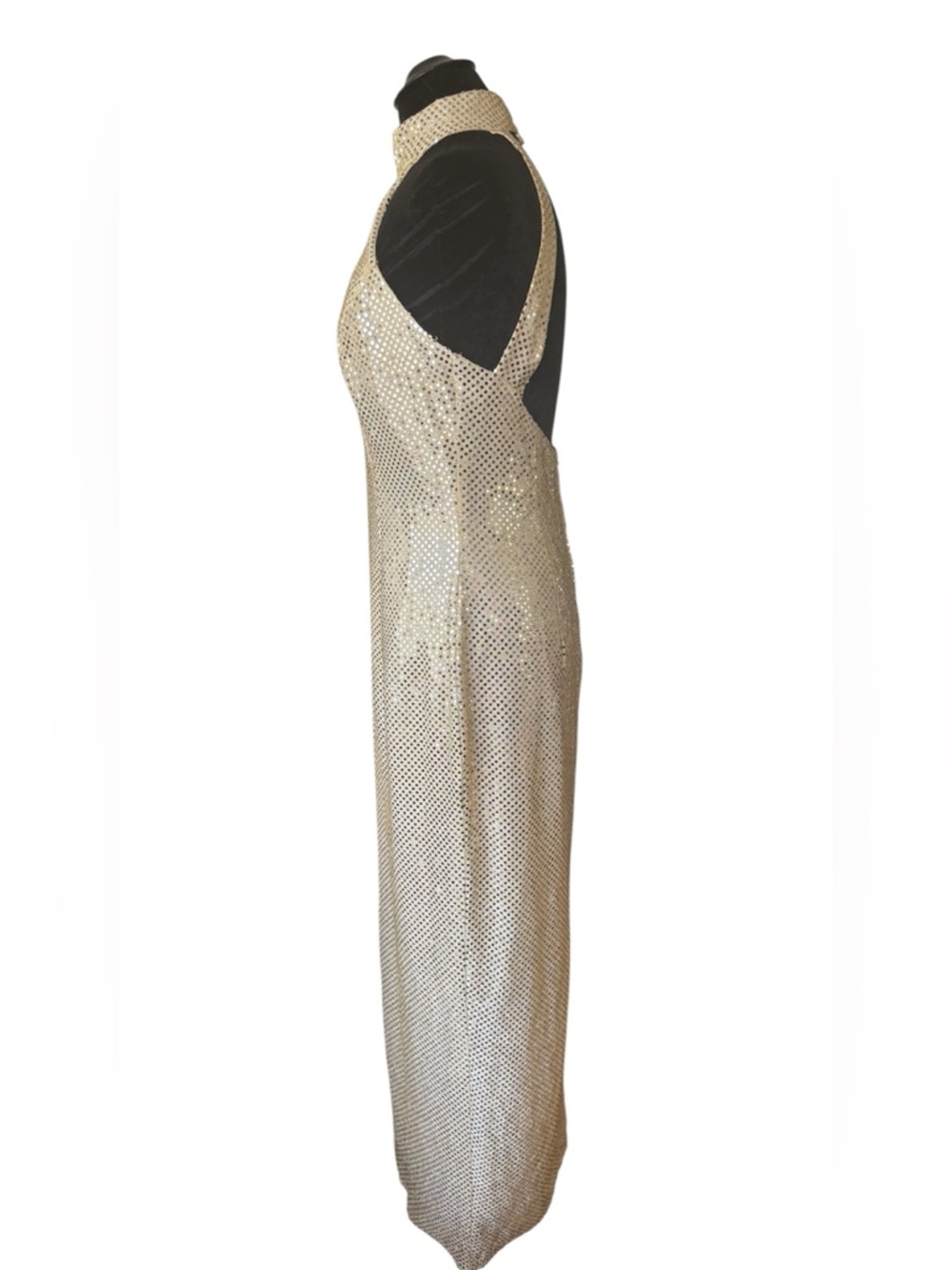 Y2K 90s Sequin Maxi Gold Formal Dress - Picture 14 of 16